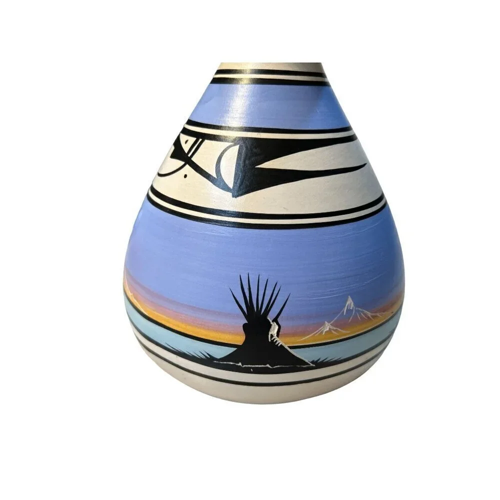 Vintage Signed Native American Pottery Vase Hand-painted